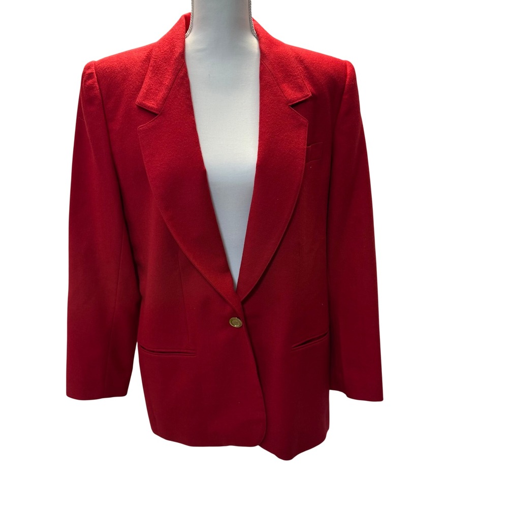 Giorgio Sant Angelo Vintage Red Pure Wool Blazer Gold Buttons Size 14